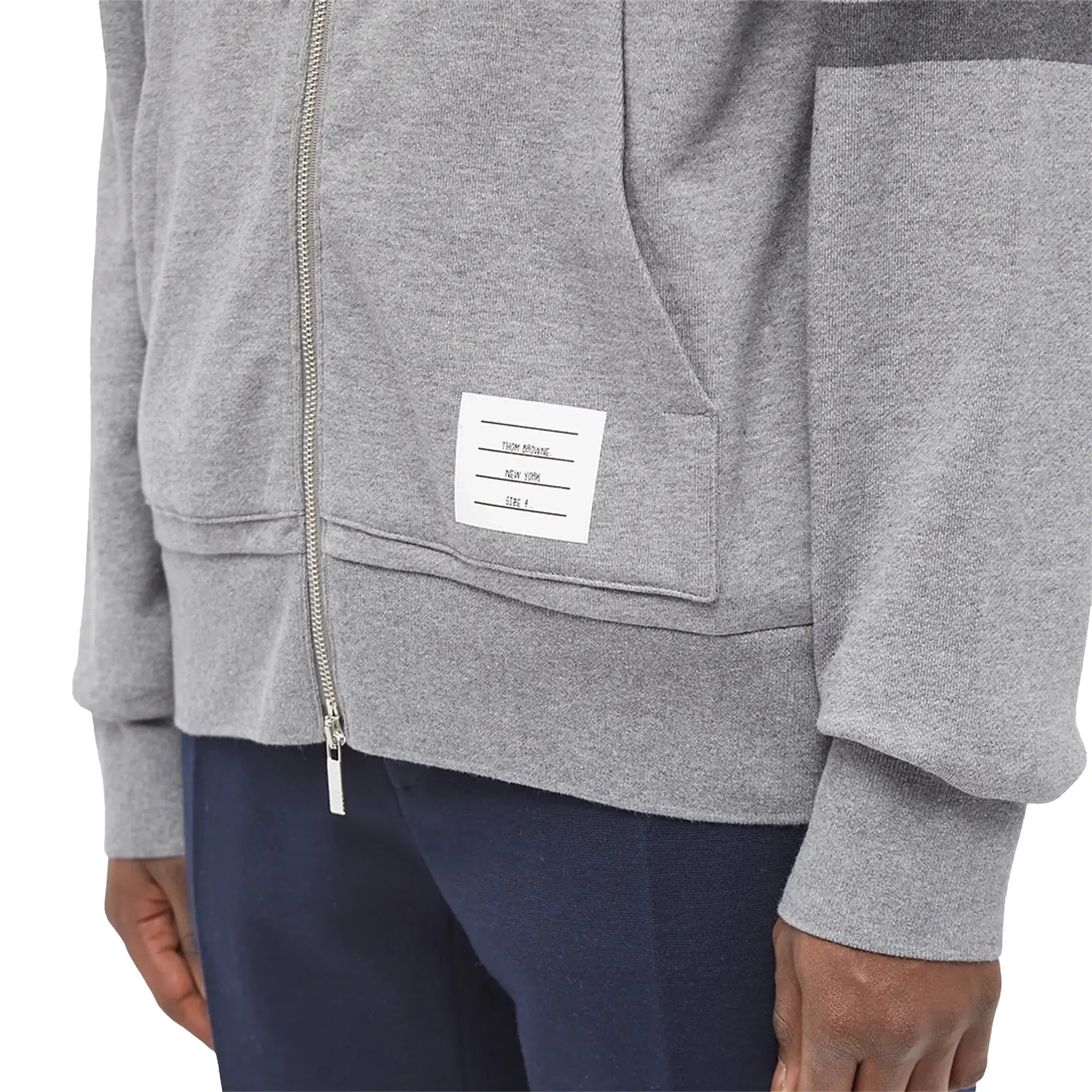 Thom Browne Classic Loopback 4-Bar Tonal Full Zip Hoodie - Medium Grey | Men's Luxury Streetwear for Casual Wear & Urban Fashion