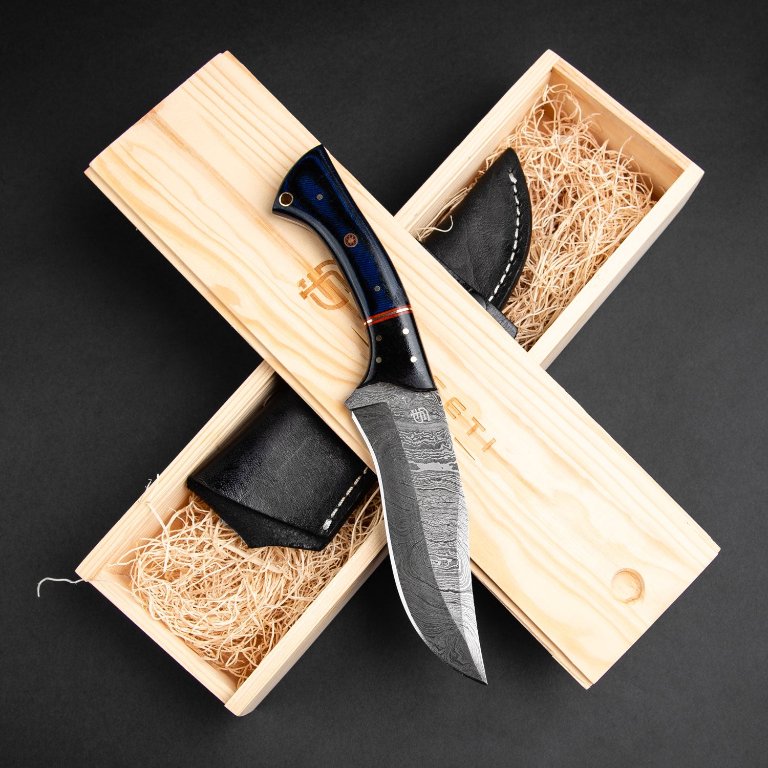 Premium Anubis Damascus Steel Hunting Knife - Handcrafted, Razor Sharp Blade - Perfect for Outdoor Adventures, Camping, and Survival Gear