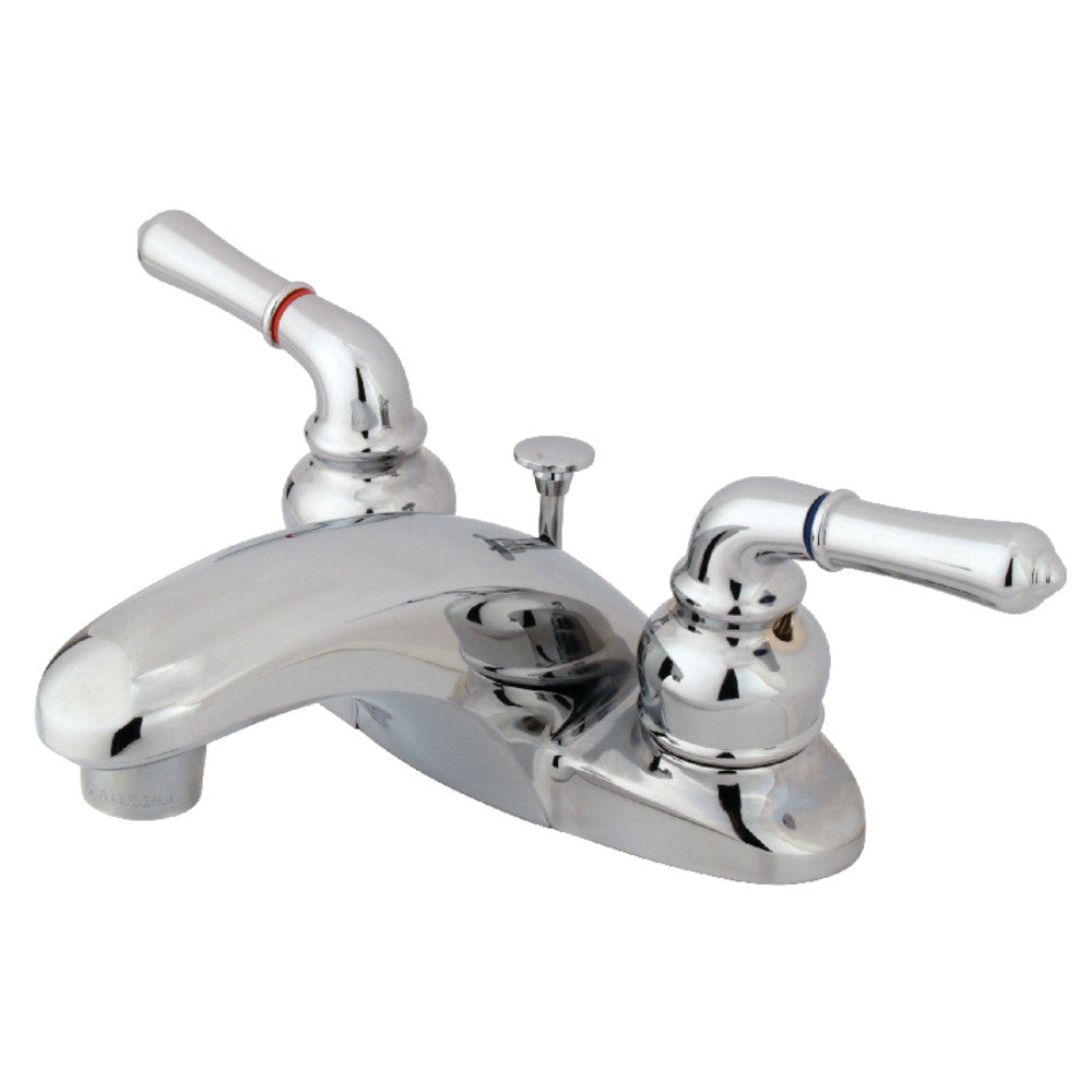 Kingston Brass KB625B 4-Inch Centerset Bathroom Faucet - Chrome Finish, Single Handle, Water-Saving Design for Bathroom Sink, Ideal for Modern Homes & Apartments