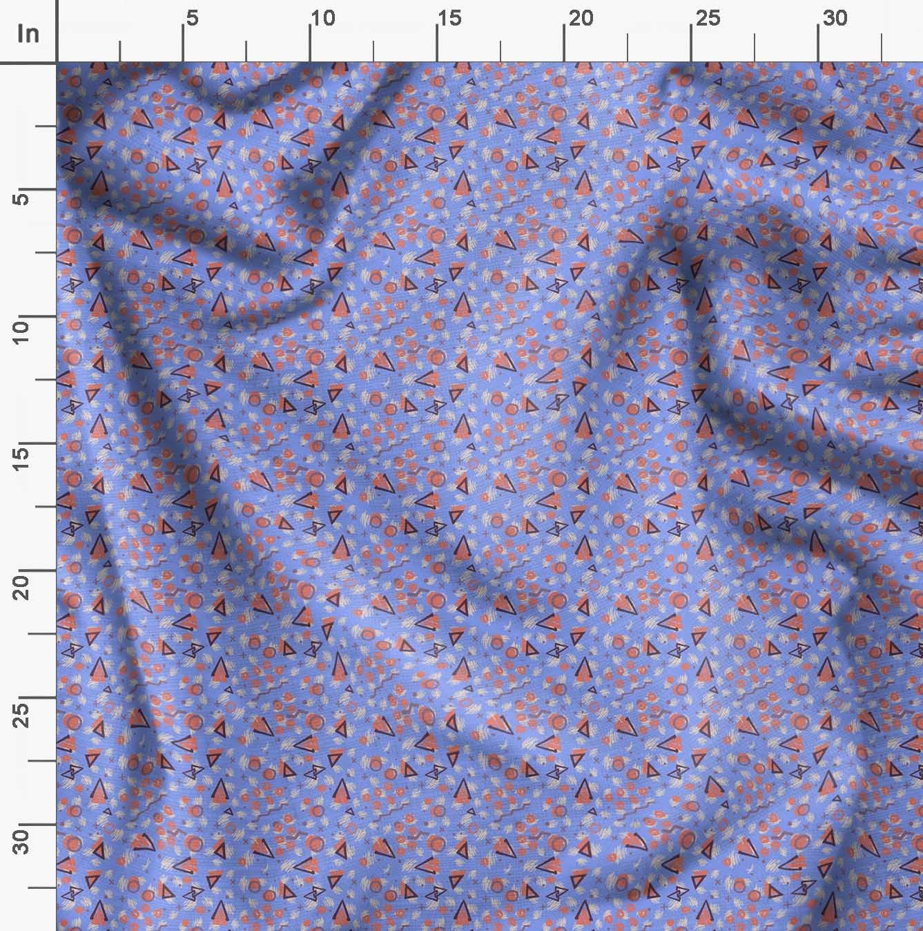 Soimoi Moss Georgette Blue Fabric by The Yard - 42 Inch Wide Geometric Printed Fabric with Circle & Triangle Design for DIY Crafts, Dresses, Curtains & Home Decor | Lightweight Textile for Sewing Projects & Fashion Design