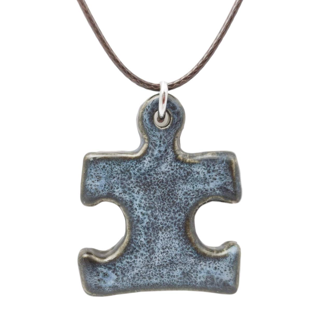 Handmade Ceramic Puzzle Piece Necklace - Unique Jewelry Gift for Women - Perfect for Valentine's Day, Anniversary & Friendship Gifts