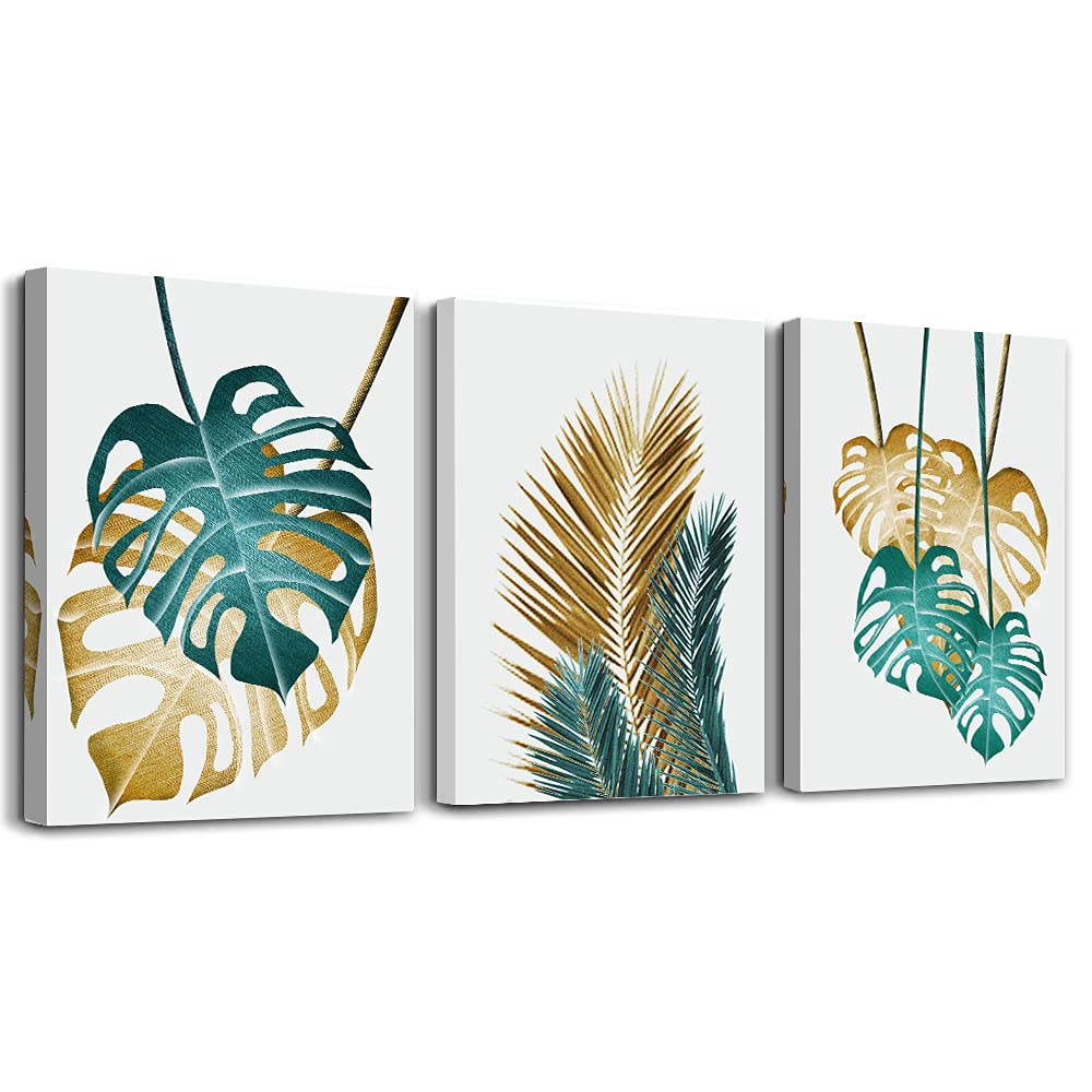 3-Piece Abstract Leaves Canvas Wall Art Set - Modern Home Decor for Living Room, Bedroom, Kitchen, Dining Room & Office | Perfect for Housewarming Gifts & Interior Design