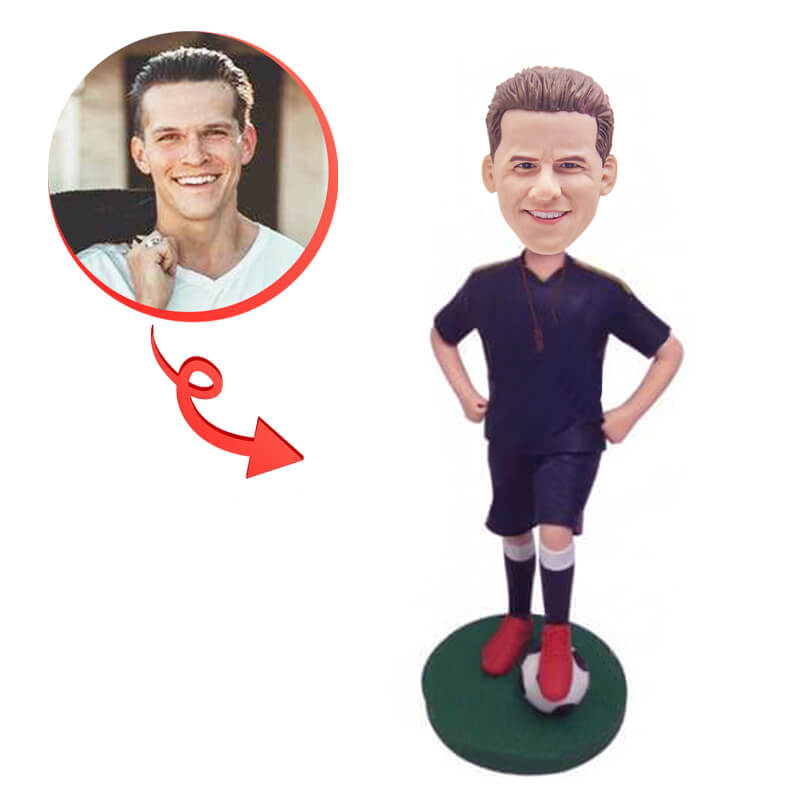 Custom Men's Football Referee Bobblehead - Personalized Sports Fan Gift for Soccer Games, Office Decor & Collectibles