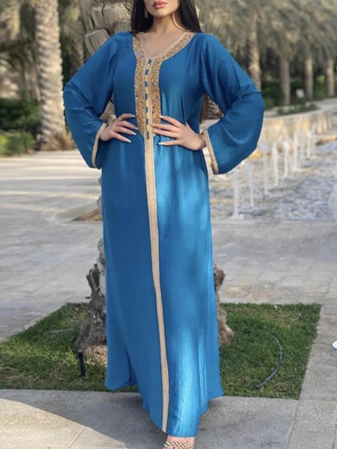 Elegant Plain Lace Jalabiya Dress for Women - Modest Muslim Abaya - Perfect for Eid, Ramadan & Special Occasions