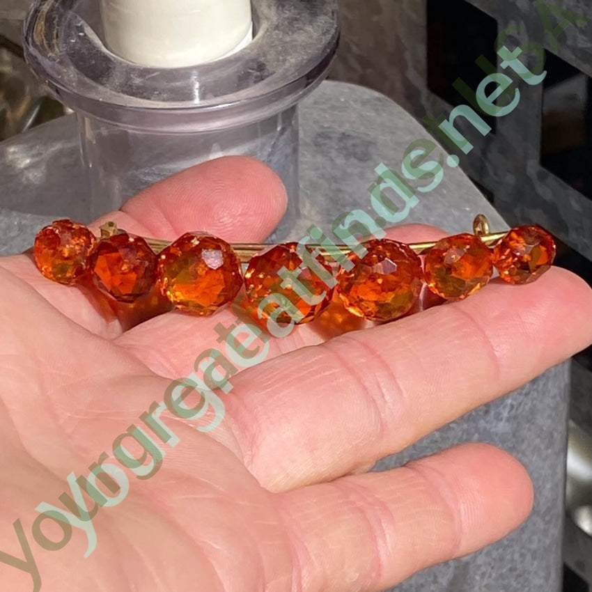 Vintage Bar Pin with 7 Faceted Genuine Baltic Amber Stones - Elegant Jewelry for Women, Perfect for Weddings, Parties & Special Occasions