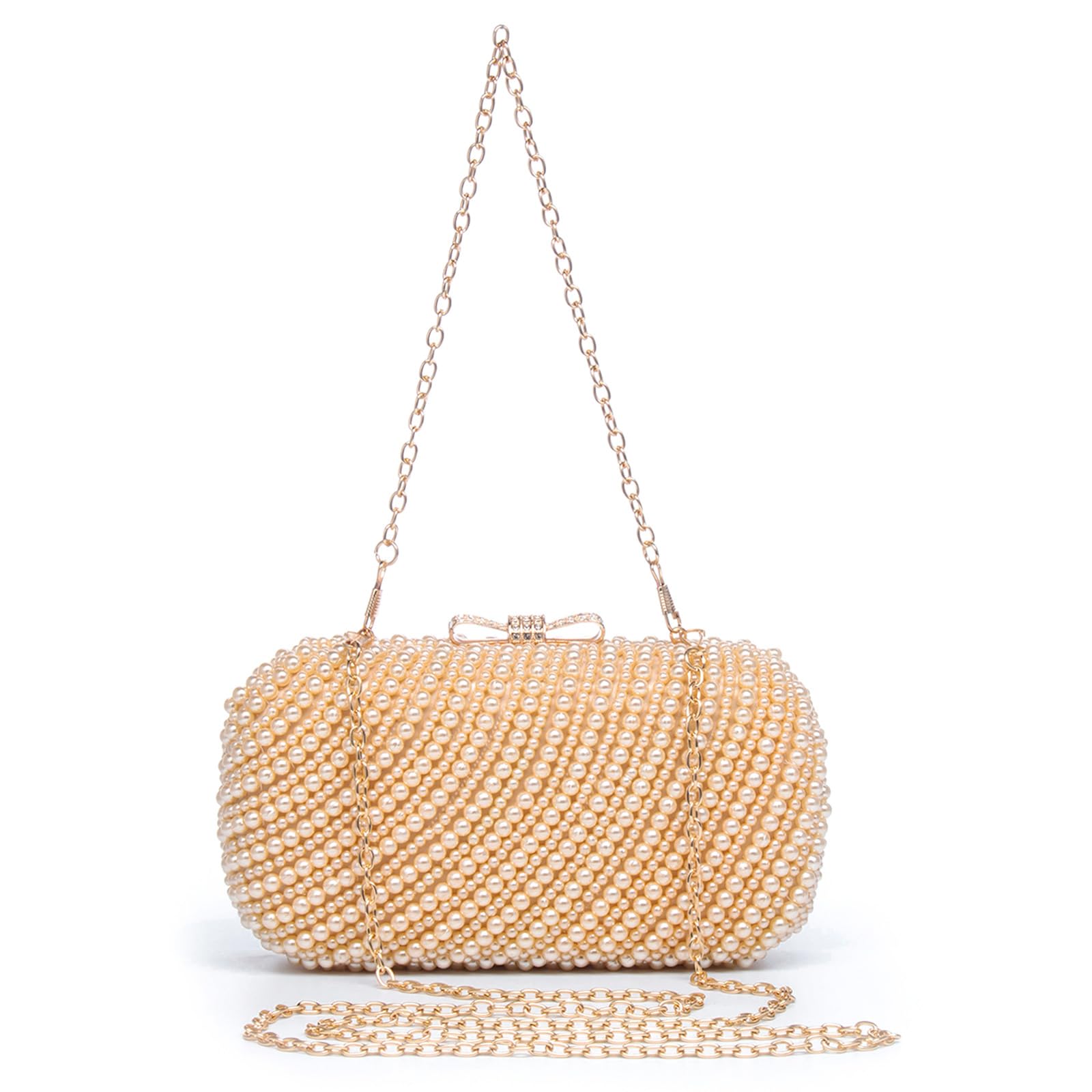 YYW Women's Pearl Clutch Purse - Elegant Beaded Evening Handbag with Chain for Wedding, Bride, Party & Special Occasions | Perfect for Prom, Cocktail Events & Formal Gatherings