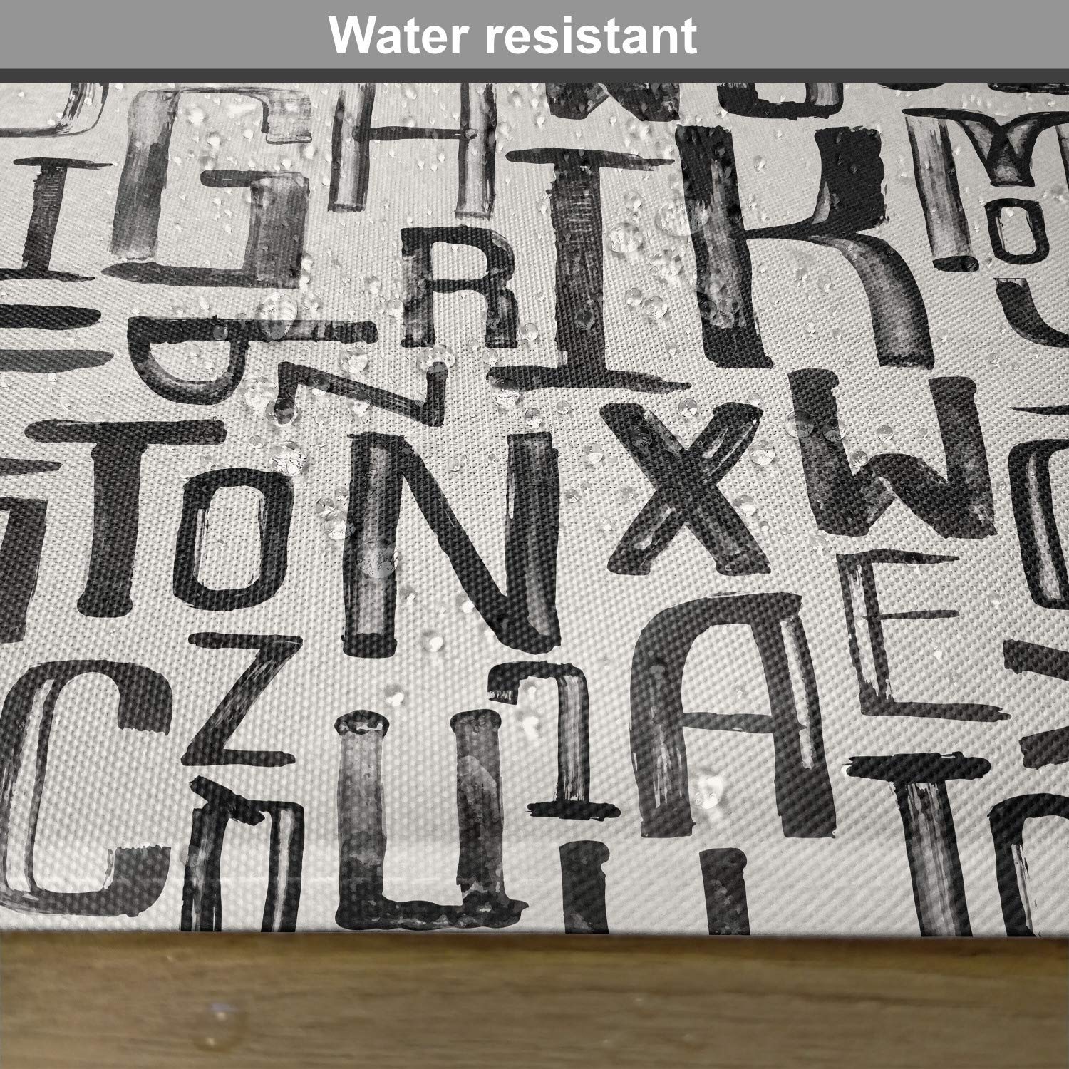 Ambesonne Grunge Place Mats Set of 4 - Modern Alphabet Pattern Washable Fabric Placemats for Dining Room & Kitchen Table Decor in Charcoal Grey & White | Perfect for Casual Dinners, Parties & Home Decor