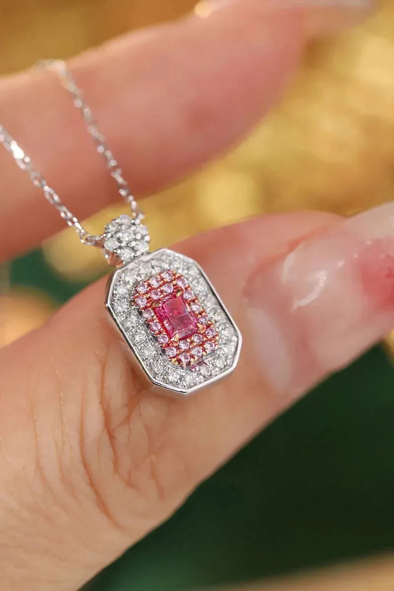 18K White Gold Pink Diamond Pendant Necklace for Women - Luxury Real Natural Diamond Jewelry Gift for Anniversary, Wedding & Special Occasions