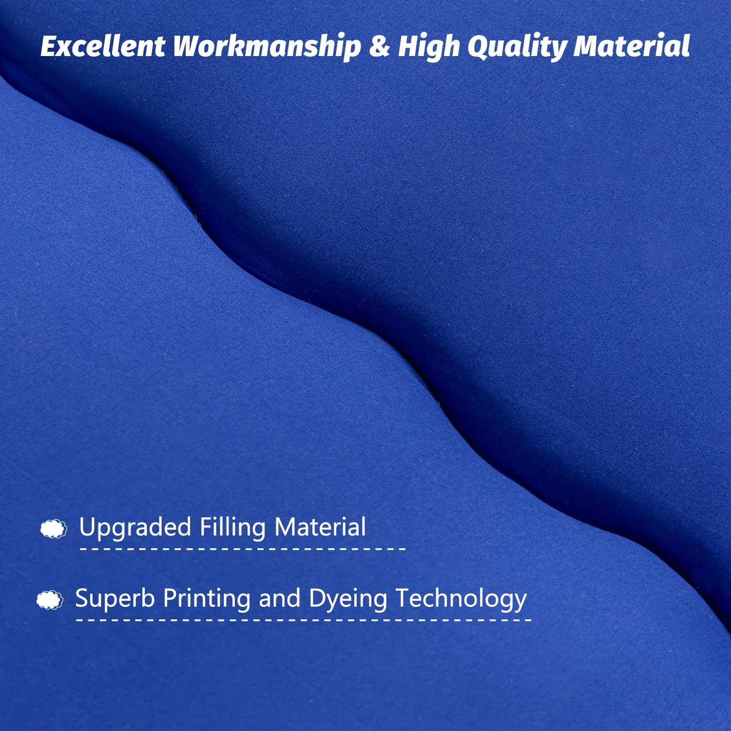 MAXYOYO Japanese Shiki Futon Mattress - Thick Tatami Floor Mat, Roll-Up Sleeping Pad & Foldable Lounger Bed - Royal Blue King Size for Guest Rooms, Small Spaces & Minimalist Living