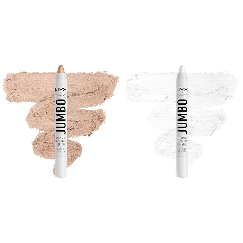 NYX PROFESSIONAL MAKEUP Jumbo Eye Pencil Bundle - Frosting (Champagne) & Milk | Creamy Long-Lasting Eyeliner Set for Smoky Eyes & Waterline | Perfect for Everyday Makeup & Special Occasions