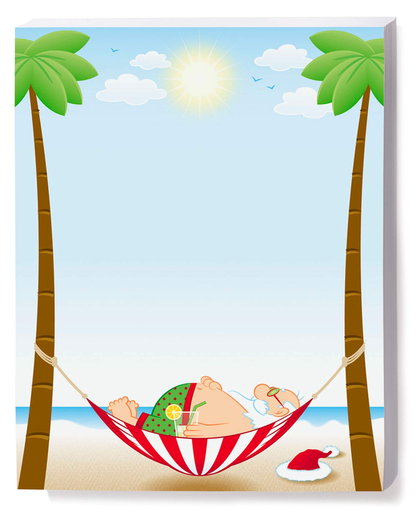 Santa's Beachside Holiday Christmas Stationery Set - 25 Sheets Premium 8.5x11 Letterhead Paper with Winter Theme Borders for Writing & Printing | Perfect for Holiday Cards, Office Correspondence & Festive Home Decor