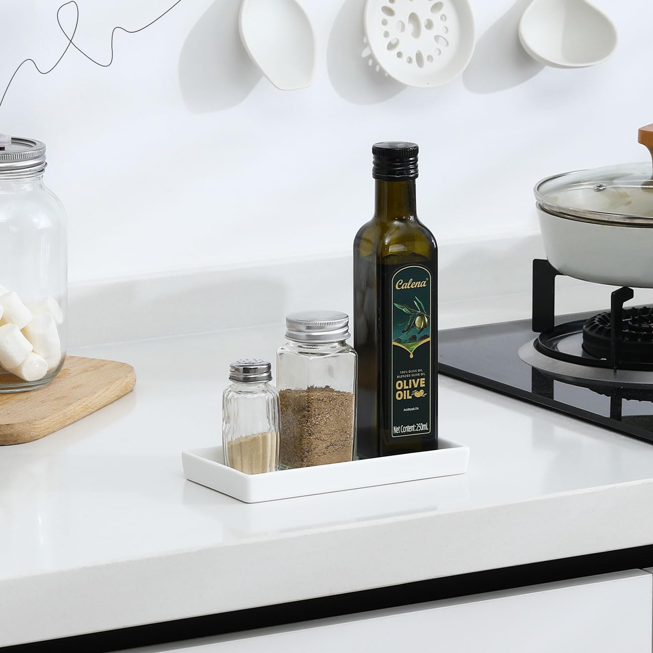 Luxspire White Ceramic Bathroom Vanity Tray - Mini Soap Dispenser Tray, Jewelry Dish & Candle Holder for Bathroom Organizer, Kitchen Sink, and Makeup Counter | Perfect for Small Spaces, Gift Giving & Home Decor
