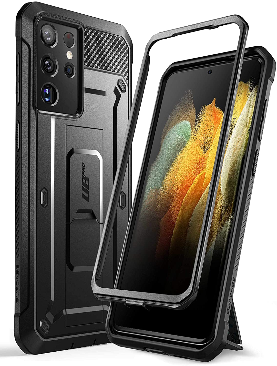 Samsung Galaxy S21 Ultra Case - Heavy Duty Dual Layer Shockproof Cover with Holster & Kickstand - Perfect for Outdoor, Work & Travel Protection