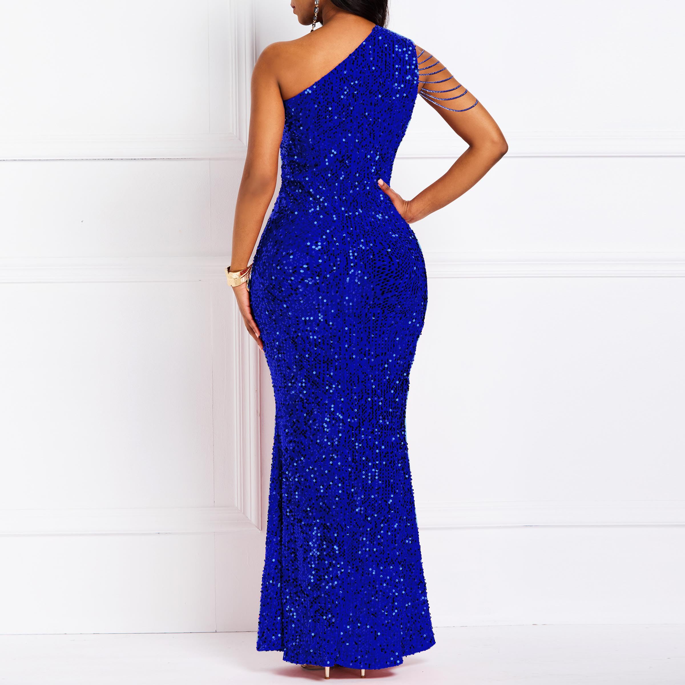 Cololura Women's Elegant Sequin One Shoulder Mermaid Cocktail Dress with Tassel - Perfect for Evening Parties, Prom, and Special Occasions