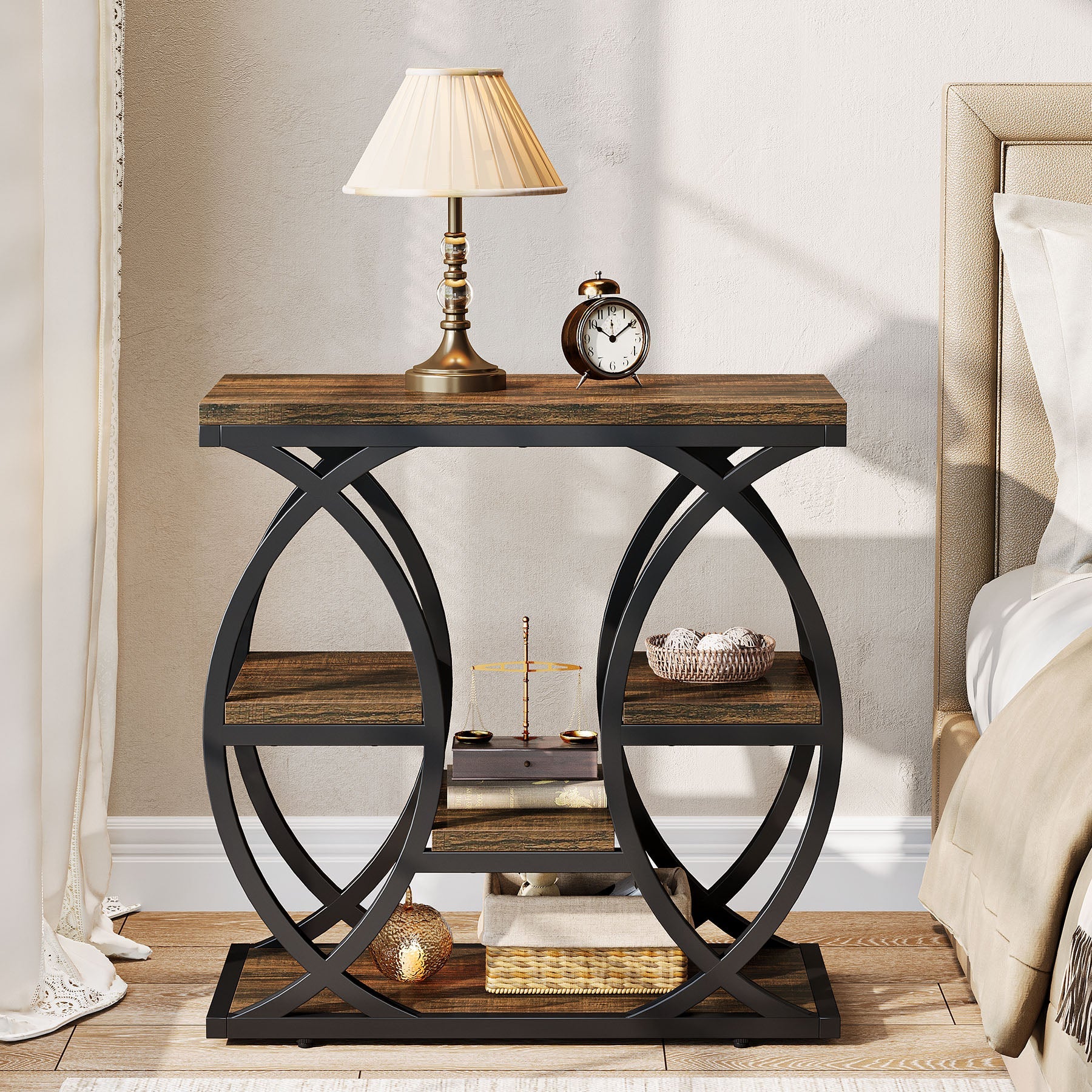 23.6 Inch End Table with 4 Shelves - Modern Sofa Side Table & Bedside Table with Storage - Perfect for Living Room, Bedroom, or Office Organization