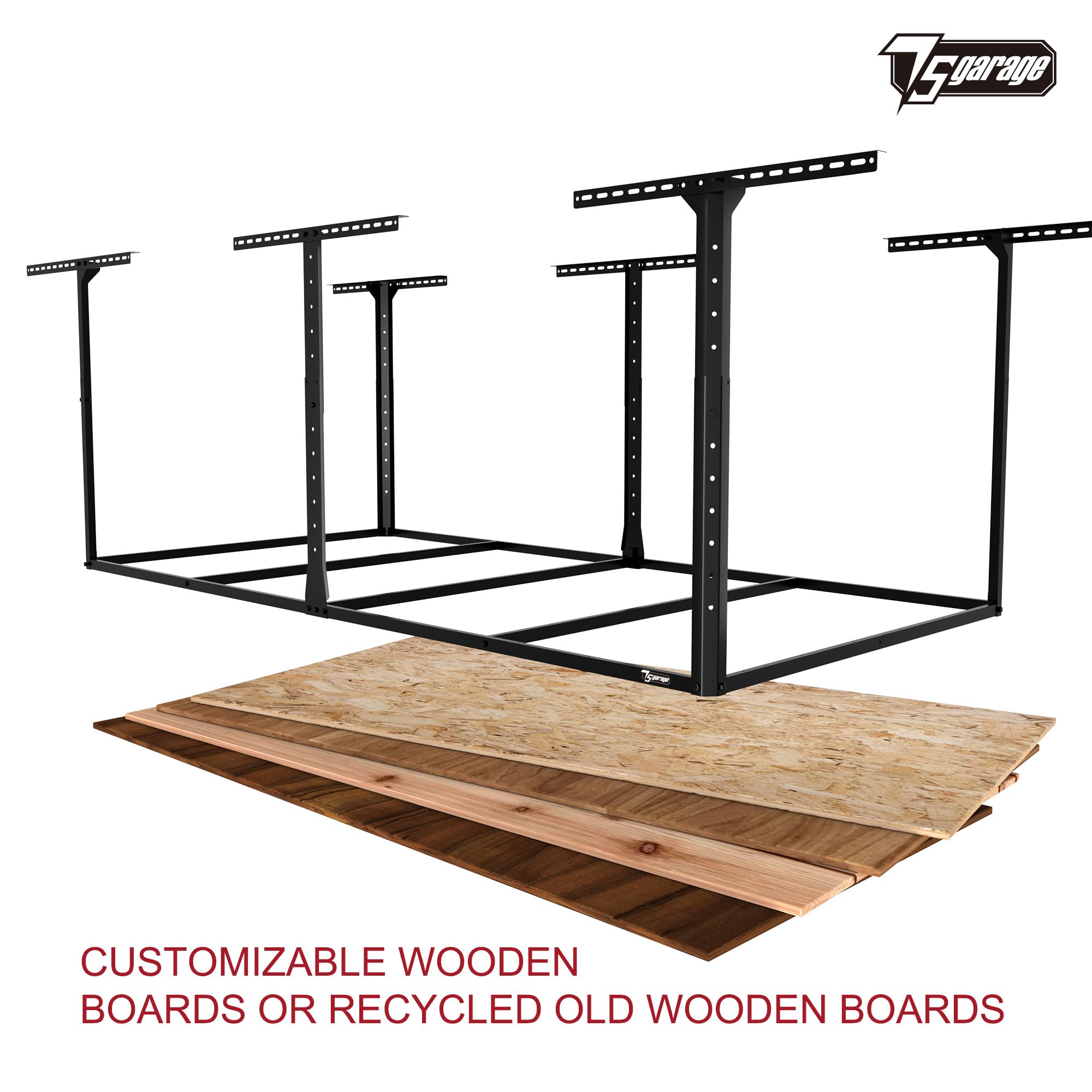 4x8 Overhead Garage Storage Rack - Heavy Duty Adjustable Ceiling Organizer Without Decking, 600lbs Capacity, Easy Single Person Installation - Perfect for Garage Organization, Seasonal Storage & Home Workshop Use