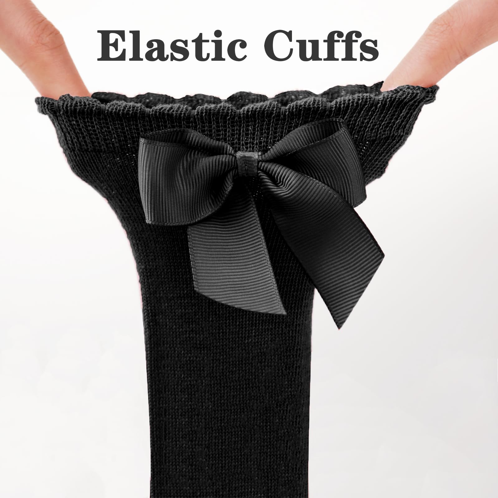 **Baby Knee High Socks for Toddlers & Girls - Soft Cotton Bow Ruffled Long Socks | Perfect for Dresses, Parties & Everyday Wear**