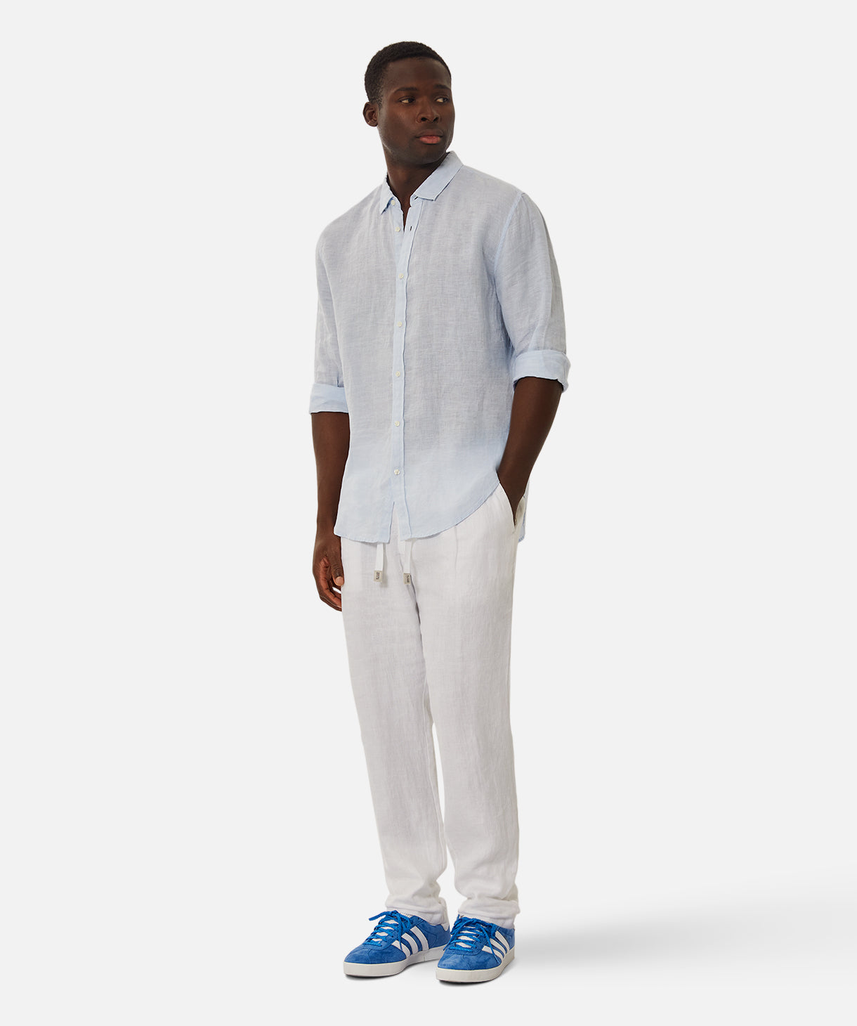 Premium Tennyson Linen Long Sleeve Shirt for Men - Breathable Sky Blue Button Down Shirt - Perfect for Casual Wear, Office & Summer Outfits