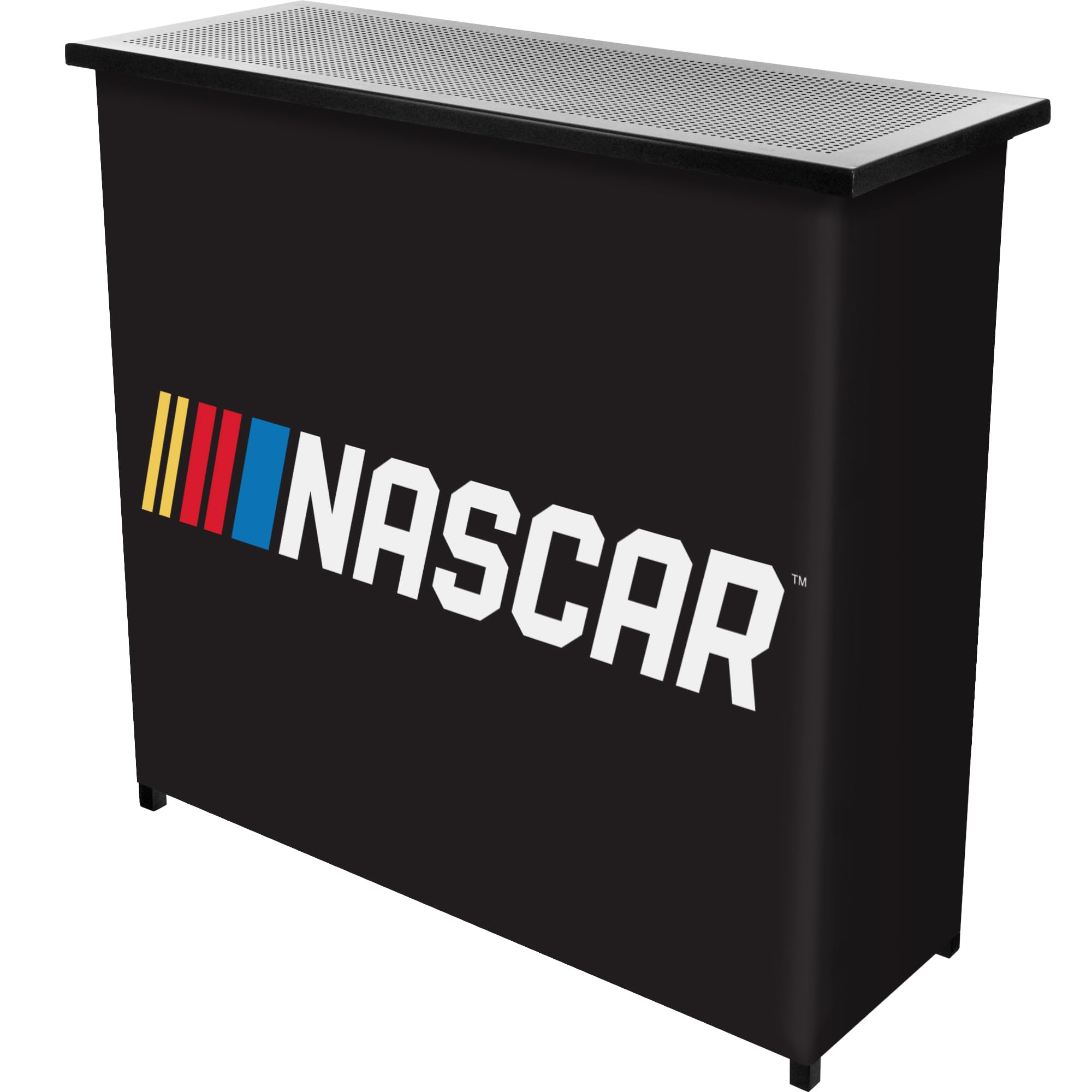 NASCAR 2-Shelf Portable Bar for Game Room - Black | Mobile Home Bar Cabinet for Parties, Tailgating & Man Cave Decor