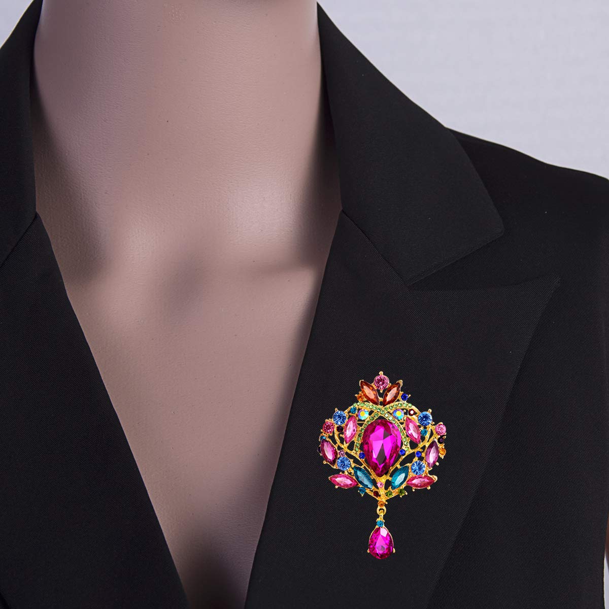 Seven Wolves Rhinestone Crown Brooch for Women - Elegant Dress Accessory