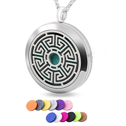 Aromatherapy Essential Oil Diffuser Necklace - Stainless Steel Locket Pendant for Women, Anxiety Relief & Stress Relief Jewelry - Perfect for Yoga, Meditation, Work & Travel