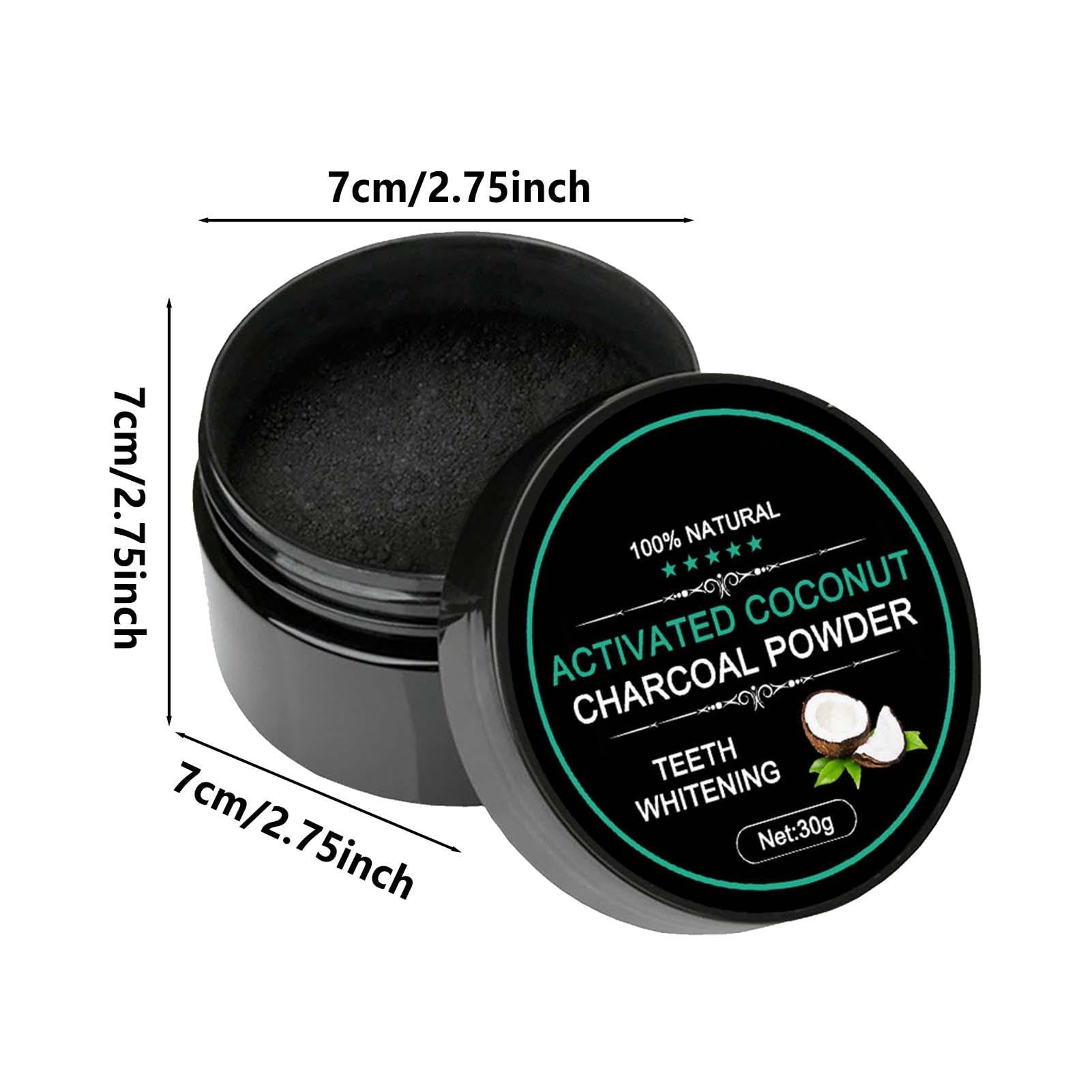 Xujuika 30g Natural Teeth Whitening Powder with Activated Charcoal & Coconut Shell - Organic Dental Care for Brighter Smile - Perfect for Coffee, Tea & Smoking Stain Removal at Home