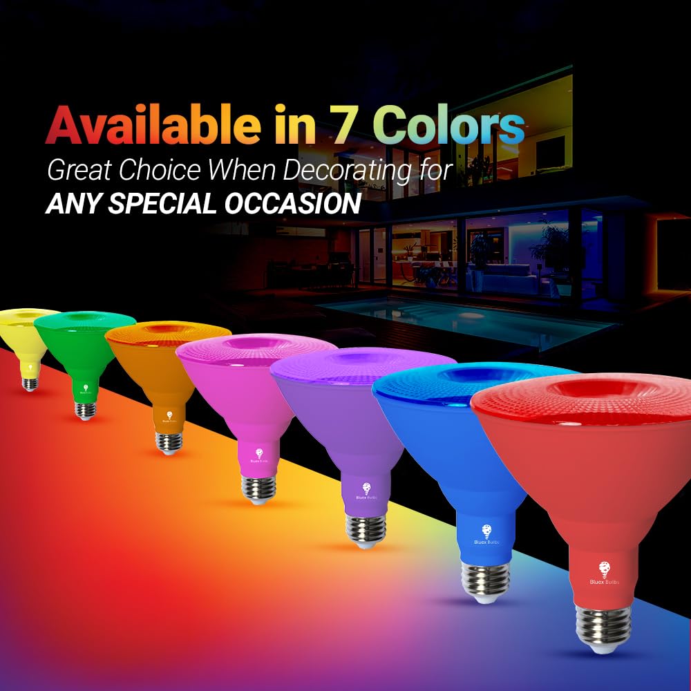 Bluex Bulbs 2 Pack LED Par38 Flood Yellow Light Bulb - 18W (120W Equivalent) Dimmable E26 Base - Energy Saving Warm Yellow Light for Party Decor, Porch Lighting, Home & Holiday Decoration, Landscape Lighting
