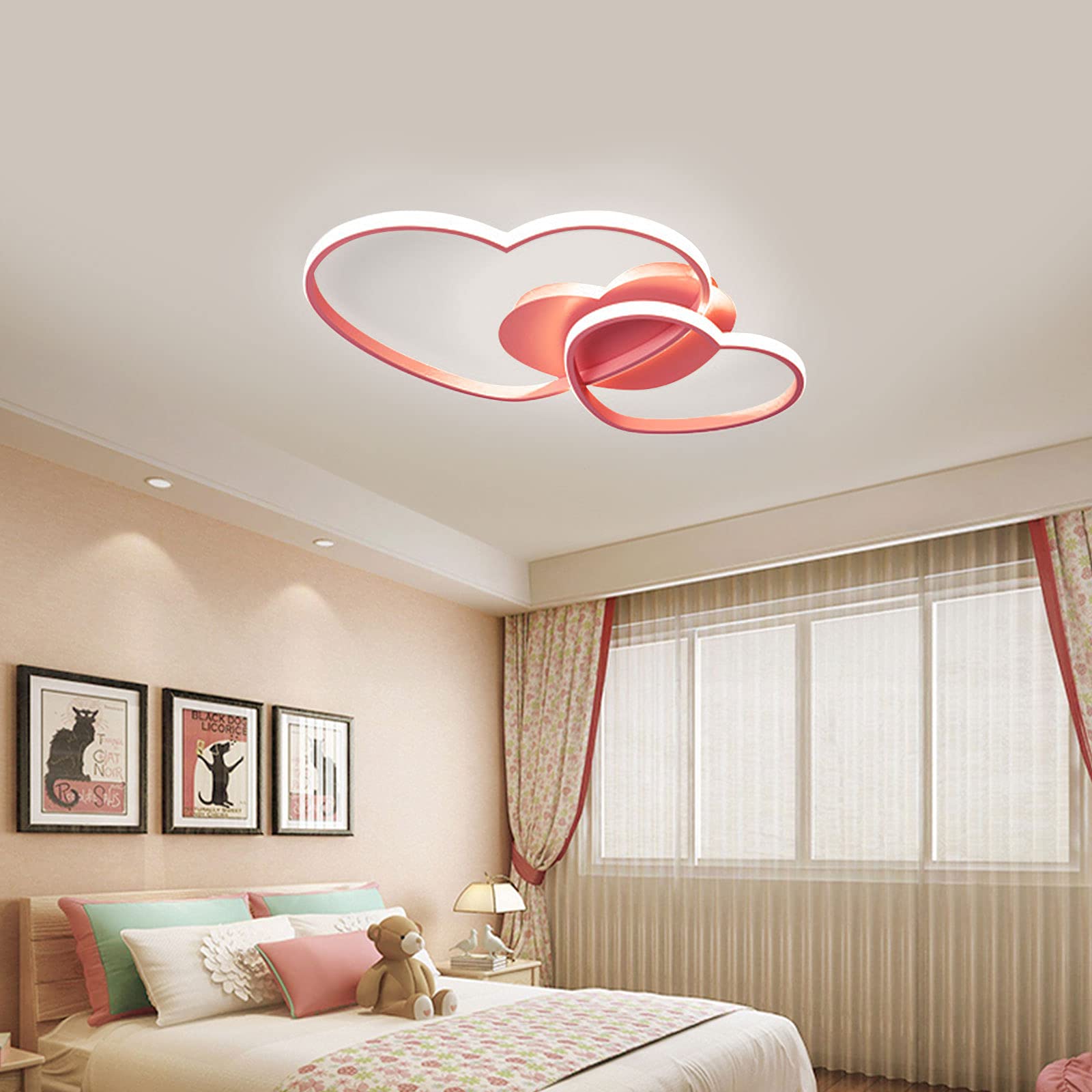 36W Modern Heart-Shaped LED Ceiling Lamp - Warm White Romantic Bedroom Light, Fashion Decorative Indoor Lighting for Bedroom, Living Room, Nursery & Dining Room