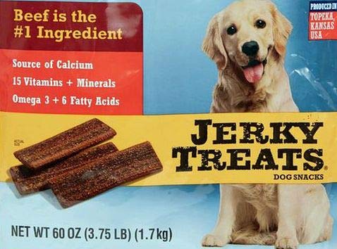 Premium Tender Beef Strips Jerky Treats for Dogs - 2 Bags (60 oz Each) | All-Natural USA-Made Dog Snacks | Perfect for Training, Rewards & On-the-Go Treats
