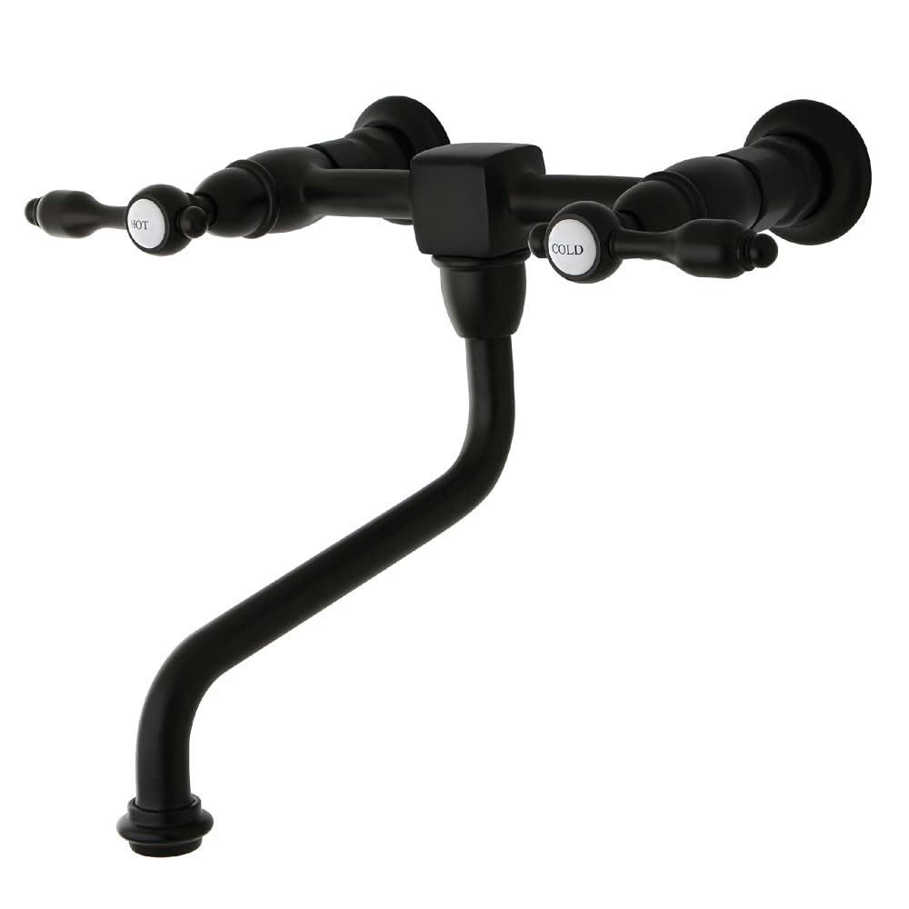 Kingston Brass KS1215TAL 8-Inch Wall Mount Vessel Sink Faucet - Oil Rubbed Bronze Finish, 8-Inch Spout Reach - Perfect for Bathroom Vanities, Powder Rooms & Modern Farmhouse Decor