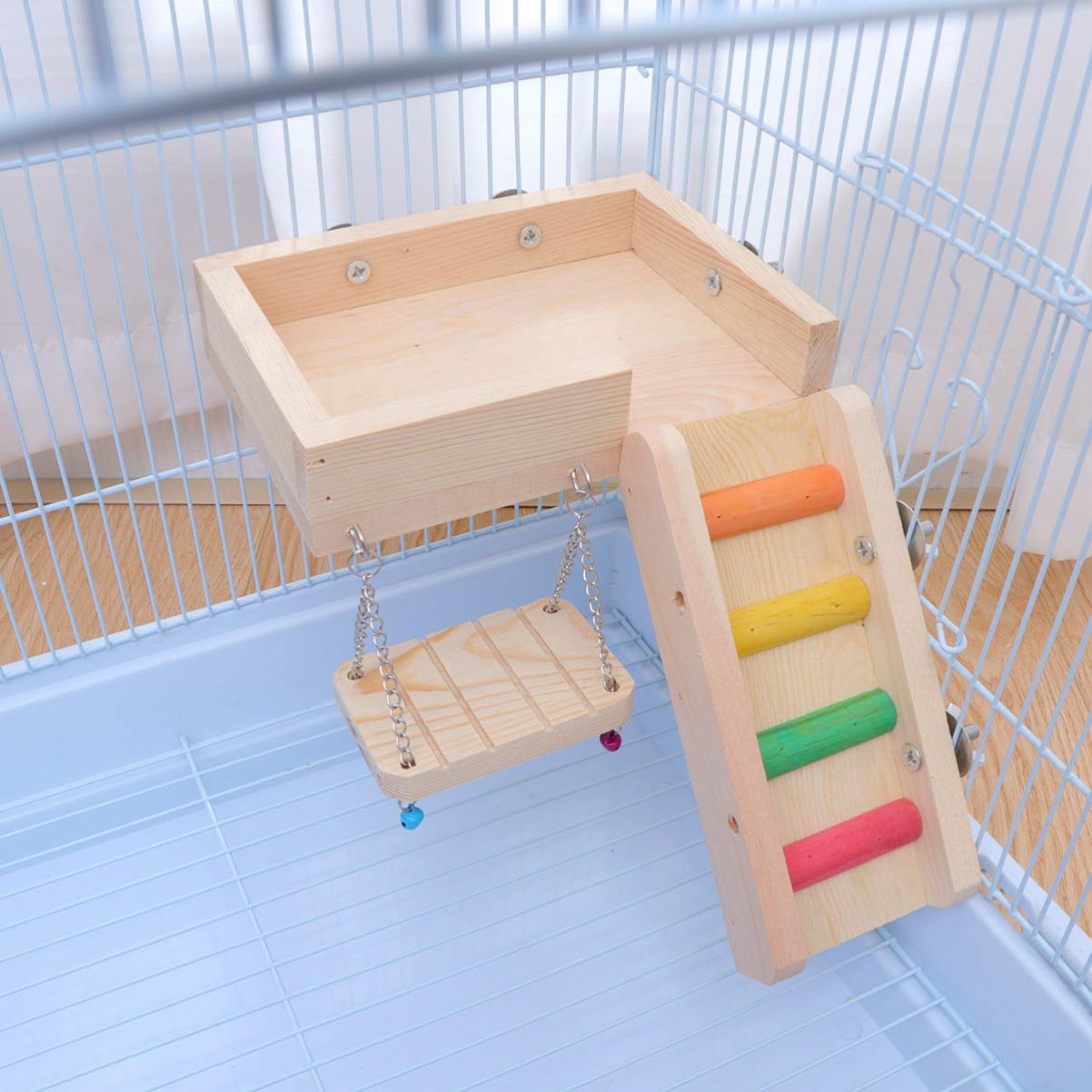 Balacoo 1 Set Parrot Toys - Chewable Swing, Ladder & Play Set for Birds - Durable Pet Accessories for Parakeets, Cockatiels & Small Birds - Perfect for Cage Enrichment & Playtime