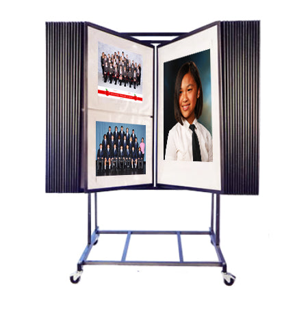 30x40 Adjustable Multi-Panel Art & Print Rack - Rolling Floor Stand with 30 Swinging Panels | Double-Sided Display for Galleries, Studios & Retail Stores