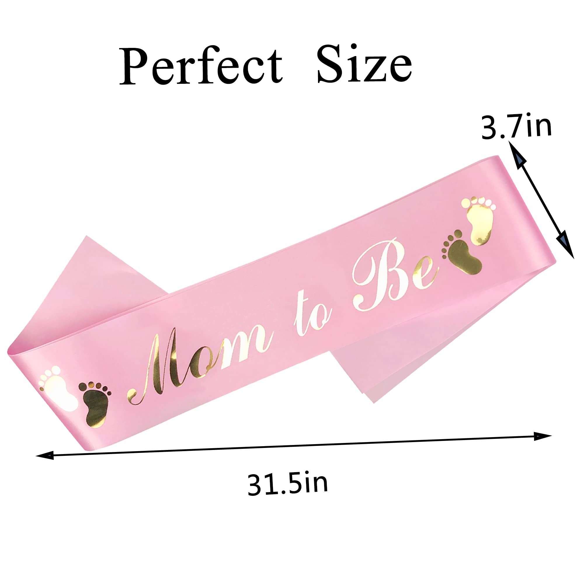 Adjustable Flower Crown Tiara & Sash for Baby Shower - Mom to Be & Dad to Be Corsage Pin Badge Kit - Gender Reveal Party Favors (Pink) - Perfect for Maternity Celebrations, Pregnancy Announcements & Gender Reveal Parties