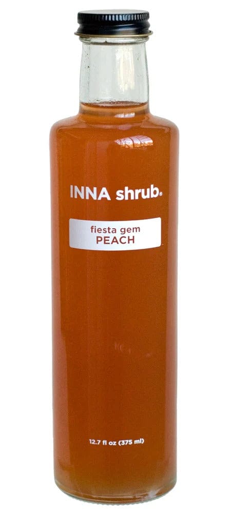 Fresh Peach Inna Shrub - Organic Drinking Vinegar Syrup for Cocktails, Mocktails & Salad Dressings - Perfect for Mixology, Home Bar & Gourmet Cooking