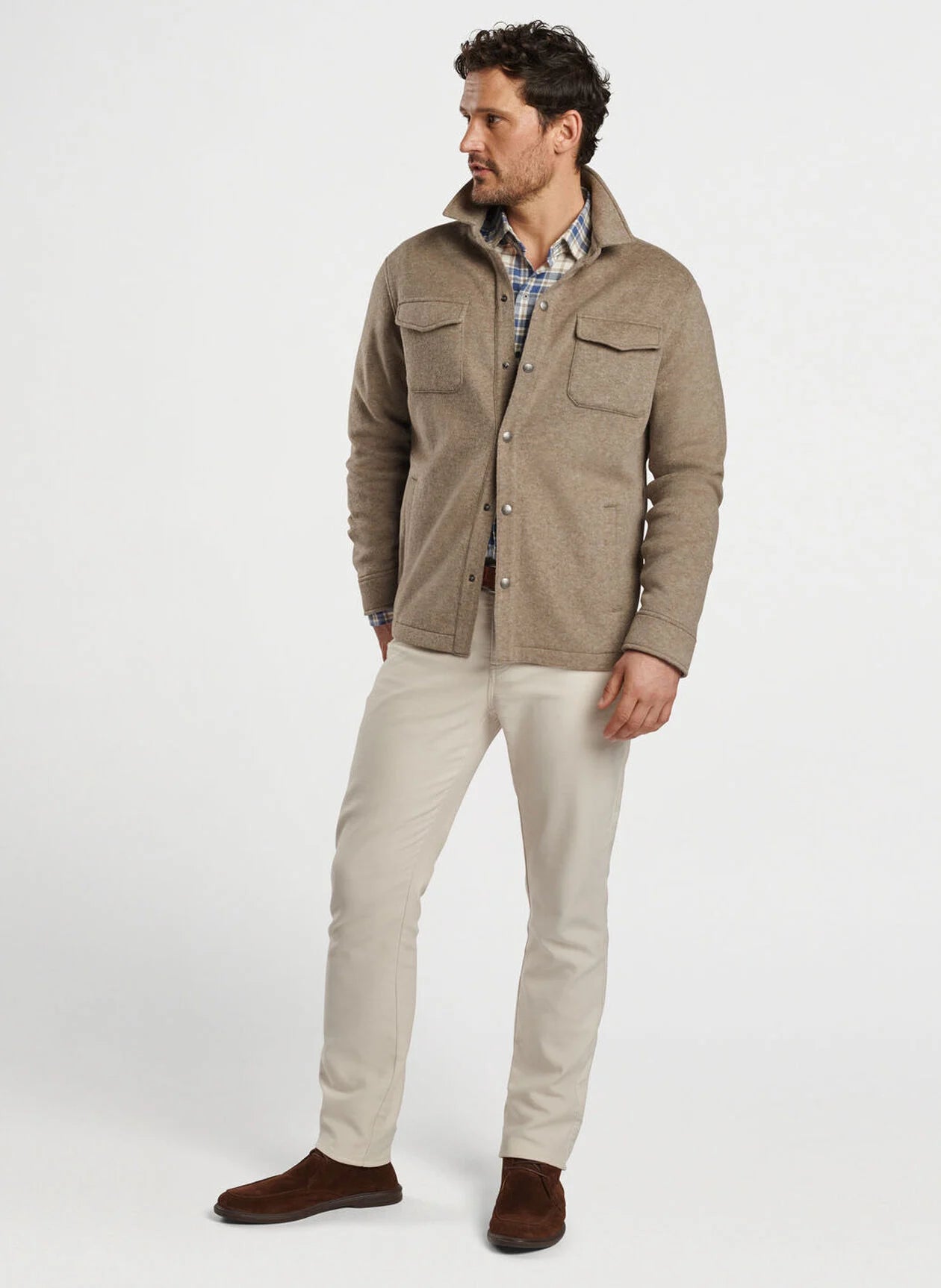 **Peter Millar Fleece Shirt Jacket for Men - Soft & Warm Casual Outerwear - Perfect for Outdoor Activities, Hiking, and Layering in Cold Weather**