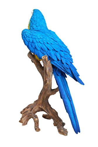 Hi-Line Gift Ltd. Large Macaw Scarlet Statue - Vibrant Blue & Yellow Parrot Figurine for Home Decor, Garden, or Office Display