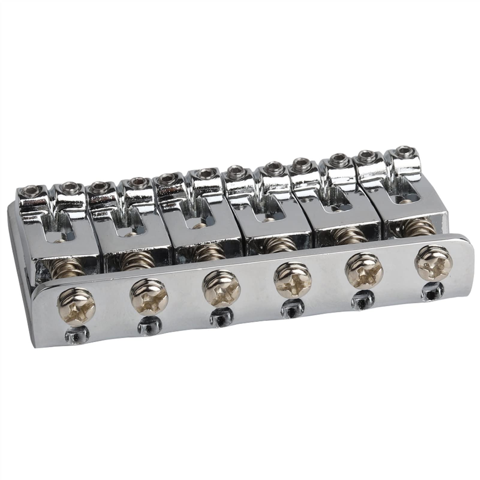 6 String Metal Fixed Hardtail Guitar Bridge - Top Load Electric Guitar Saddle Tailpiece (Silver) | Perfect for Electric Guitar Upgrades & Repairs