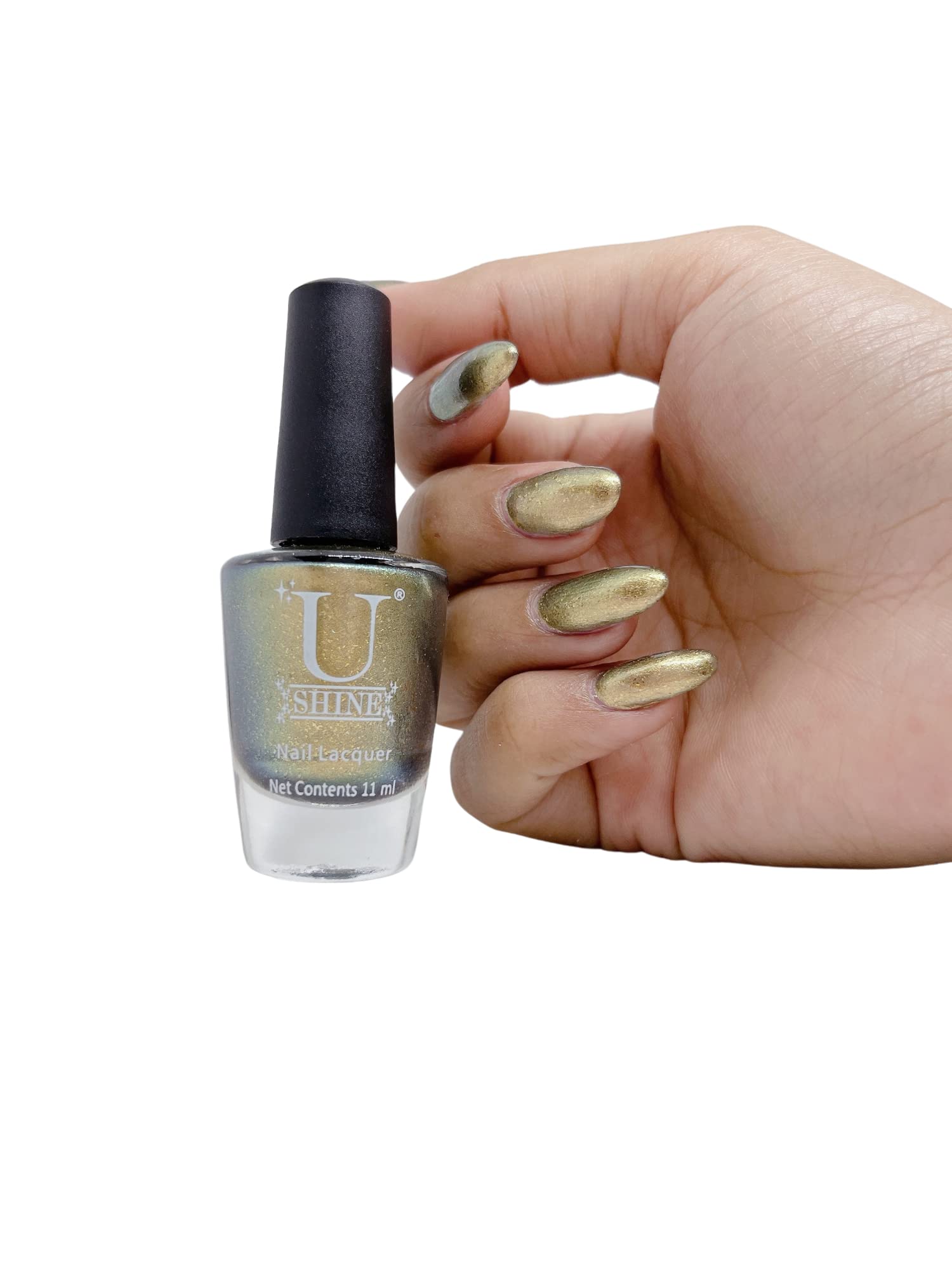 U Shine Gold Foil Metallic Nail Polish - Vegan, Non-Toxic, No Parabens, Long-Lasting & Chip-Resistant (11ml) | Perfect for Parties, Weddings & Special Occasions