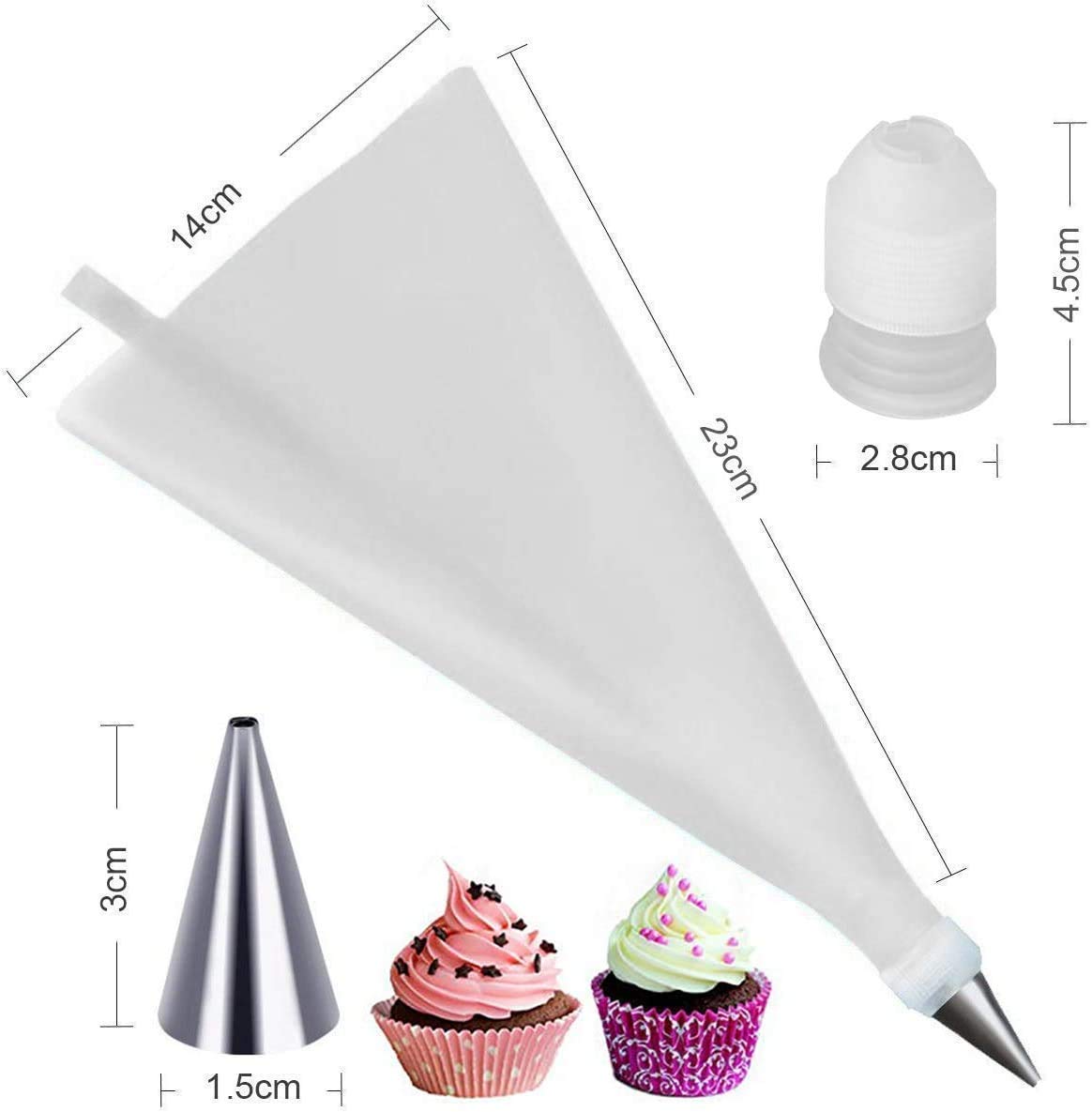Premium Cake Decorating Icing Bag Set with 12 Stainless Steel Nozzles - Reusable & Washable Piping Bags Kit for Baking, Cupcake Frosting, Cookie Decorating - Perfect for Birthday Cakes, Wedding Desserts & DIY Pastry Arts
