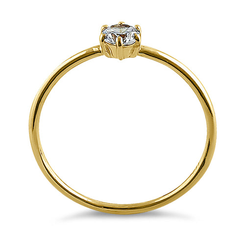 14K Solid Yellow Gold Round CZ Solitaire Engagement Ring for Women - Perfect for Proposals, Weddings & Anniversary Gifts