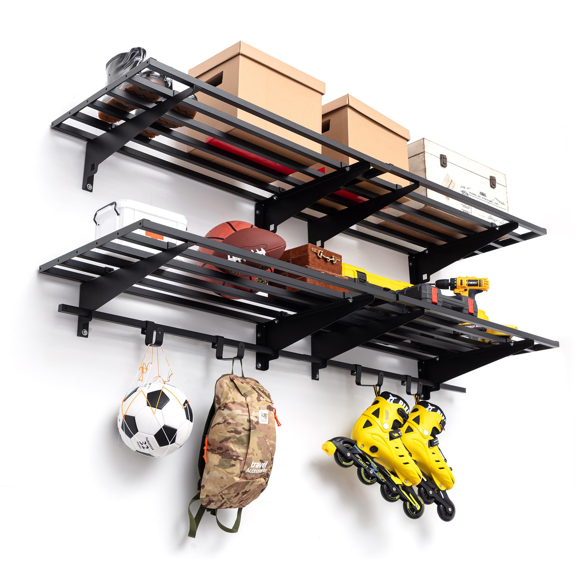 Heavy Duty Garage Wall Shelving with Hooks - 2 Pack 20