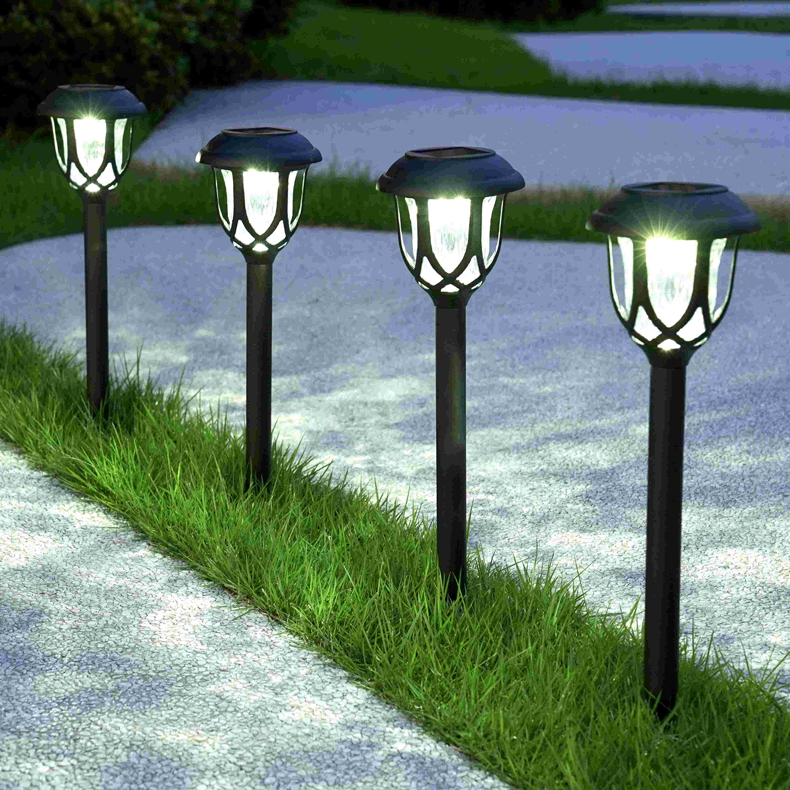 10 Pack Solar Pathway Lights Outdoor - Waterproof Solar Powered Garden Lights for Walkway, Sidewalk, Driveway - Decorative Landscape Lighting (Black, Cool White) - Perfect for Patio, Yard, and Garden Decoration