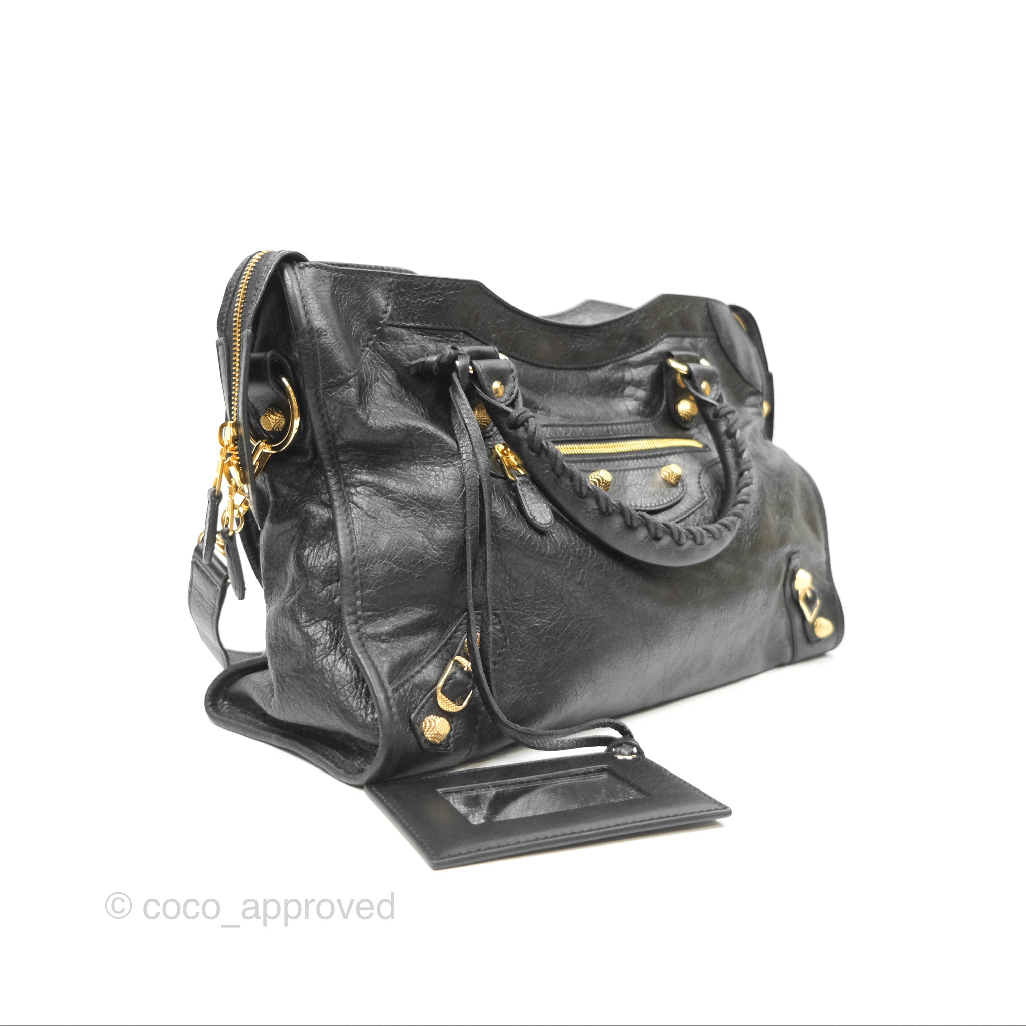 Balenciaga Classic City Bag in Black Calfskin with Gold Hardware - Luxury Handbag for Women, Perfect for Work, Travel & Everyday Use