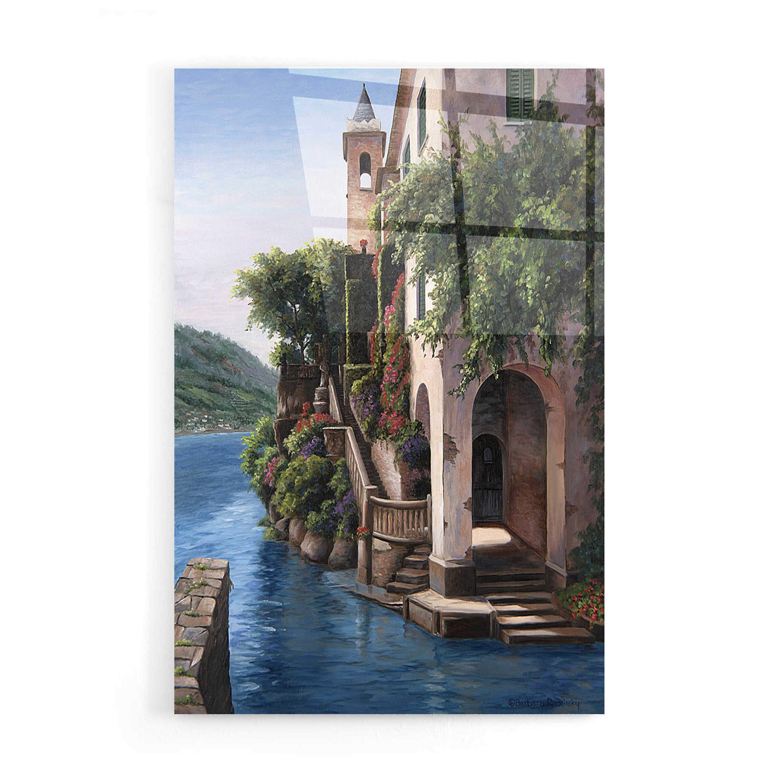 Barbara Felisky 'Manor on The Water' Acrylic Glass Wall Art - 16x24 Inches Modern Home Decor for Living Room, Bedroom & Office