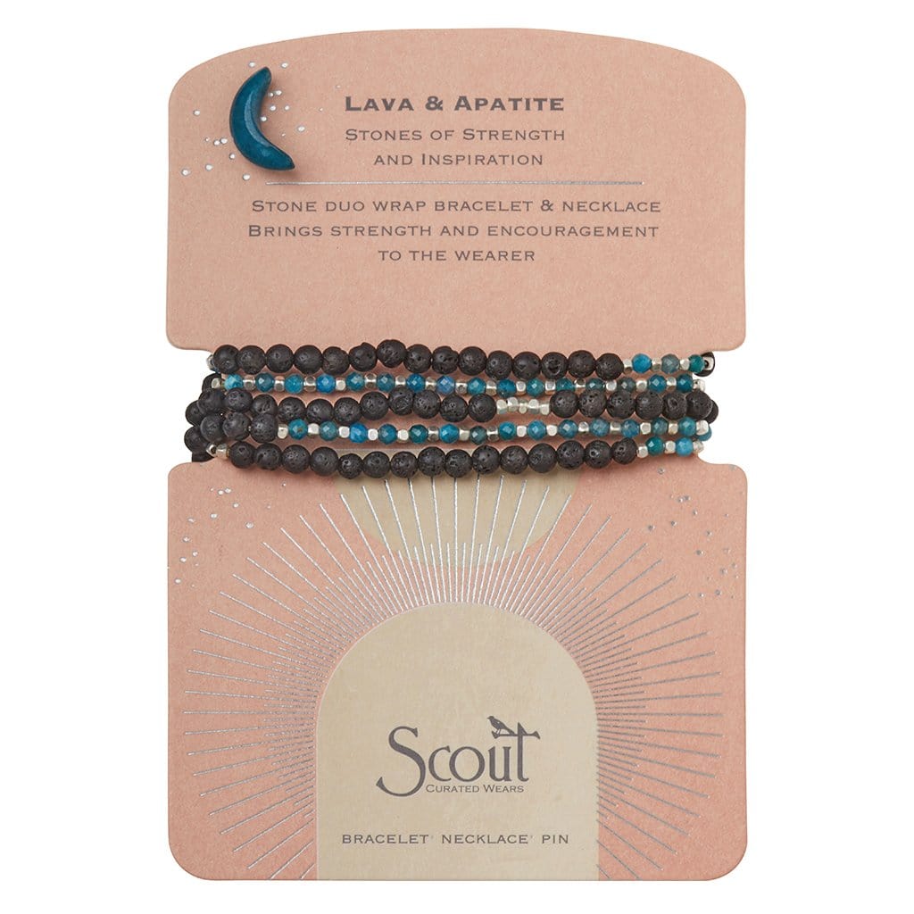 Lava Stone & Apatite Beaded Wrap Bracelet with Adjustable Pin - Perfect for Yoga, Meditation & Spiritual Healing Jewelry