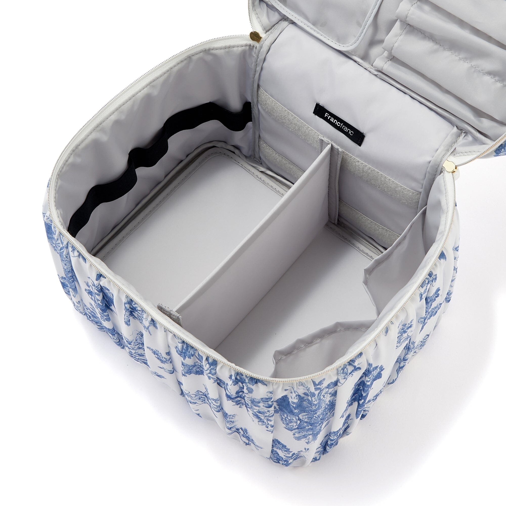 Classic Floral Vanity Pouch - Large Makeup Bag for Women, Navy Blue Cosmetic Organizer - Perfect for Travel, Gym & Everyday Essentials Storage