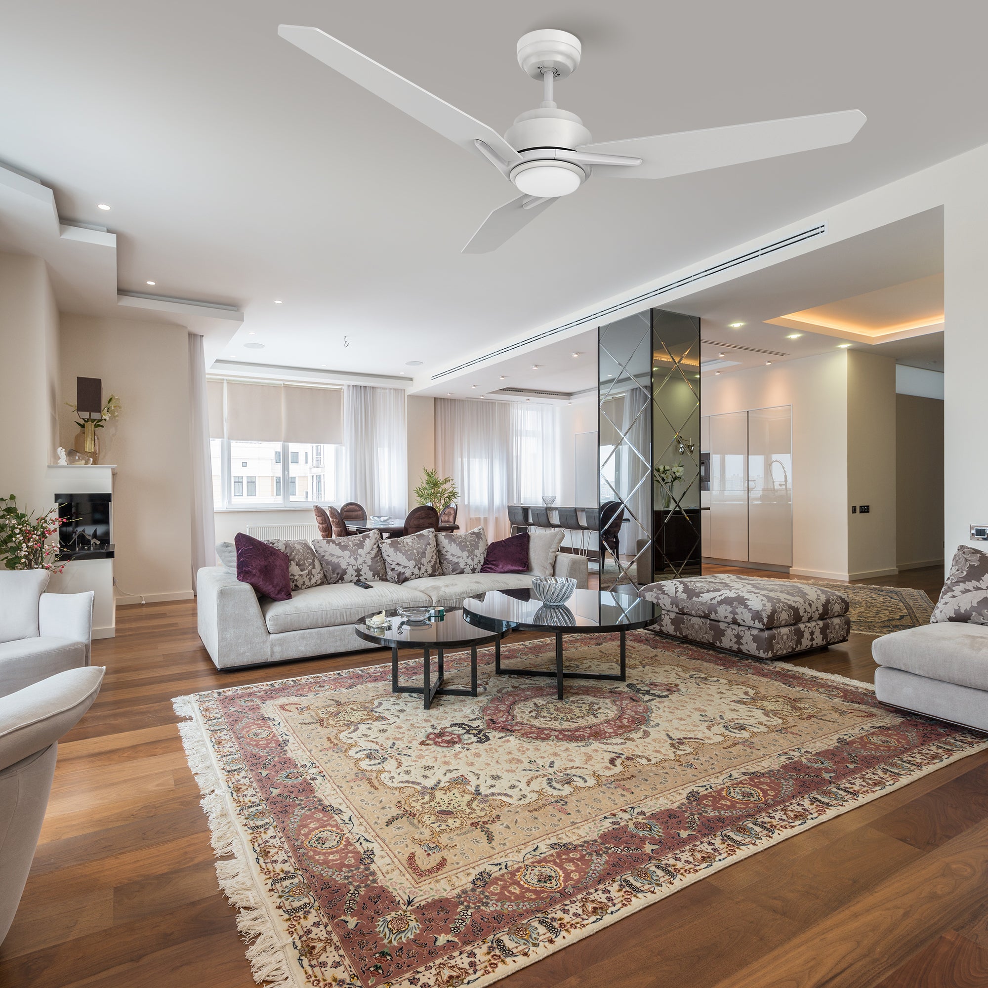 Tilbury 52 Inch Smart Ceiling Fan with LED Light and Remote Control - Indoor/Outdoor Use for Bedroom, Living Room, Patio, and Covered Porch