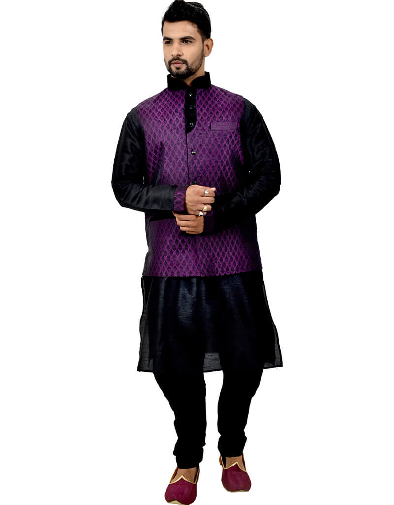 Elegant Black Kurta with Art Silk Chudidaar - Traditional Indian Ethnic Wear for Women - Perfect for Festivals, Weddings & Special Occasions