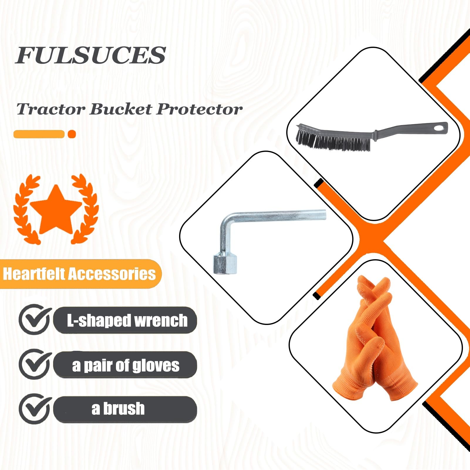 2PCS Tractor Bucket Attachments with Edge Protector & Brush - for Snow Removal & Gravel Spreading