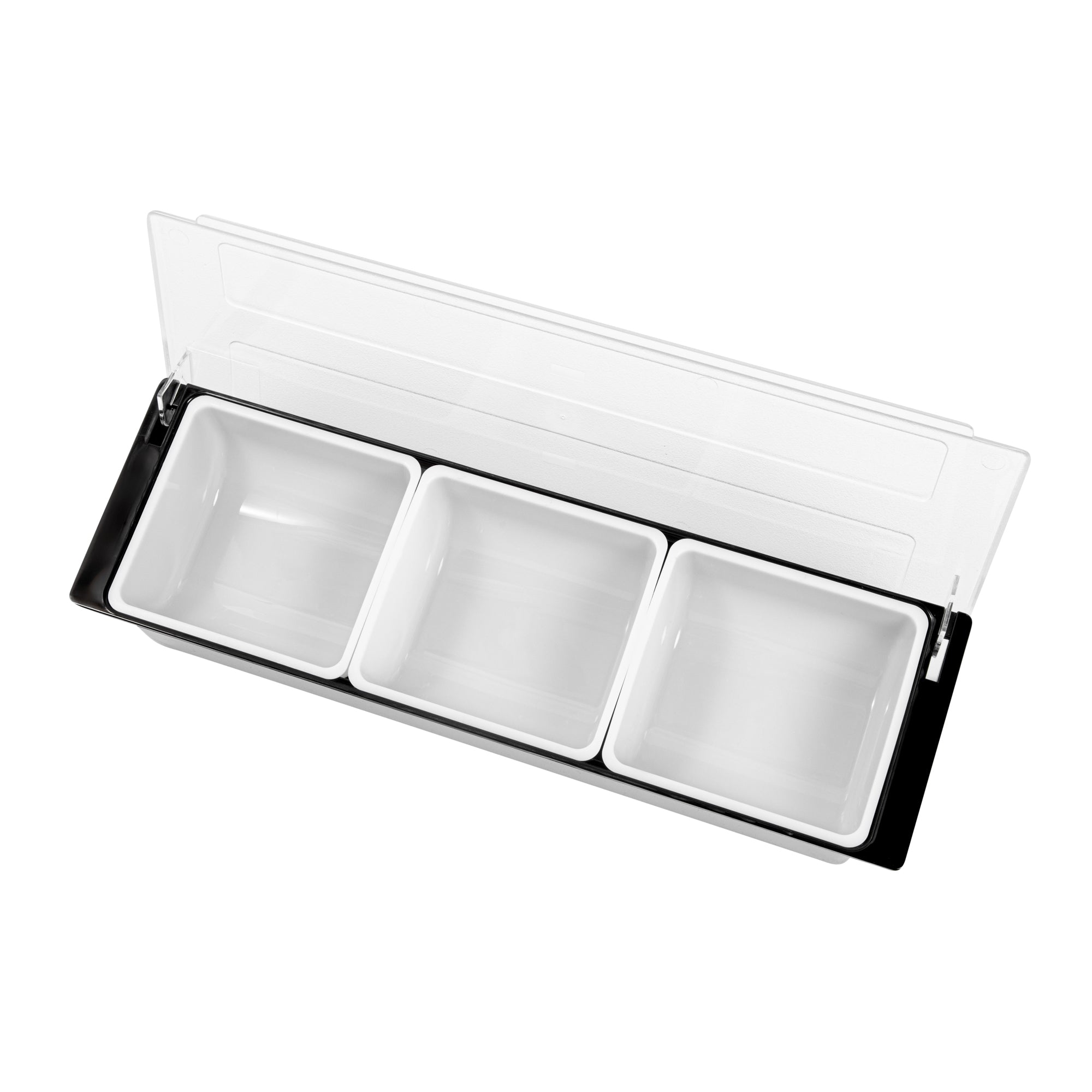 Bar Lux Black Plastic Condiment Caddy - 3 Compartment Organizer (19.5